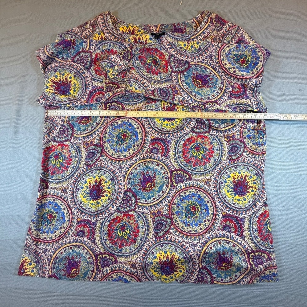 Talbots Woman Paisley Medallion Cotton Top 20W Multi-Color Gold Button 2446 - Picture 5 of 7